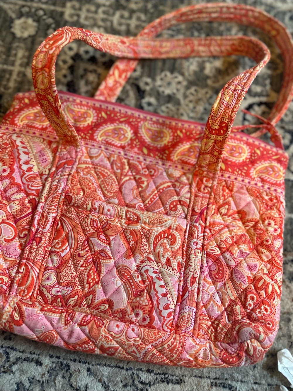 Vera Bradley Paisley Tote Bag in Coral Pink
